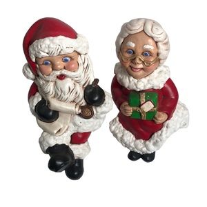 Handmade vintage ceramic sitting Mr. And Mrs. Claus